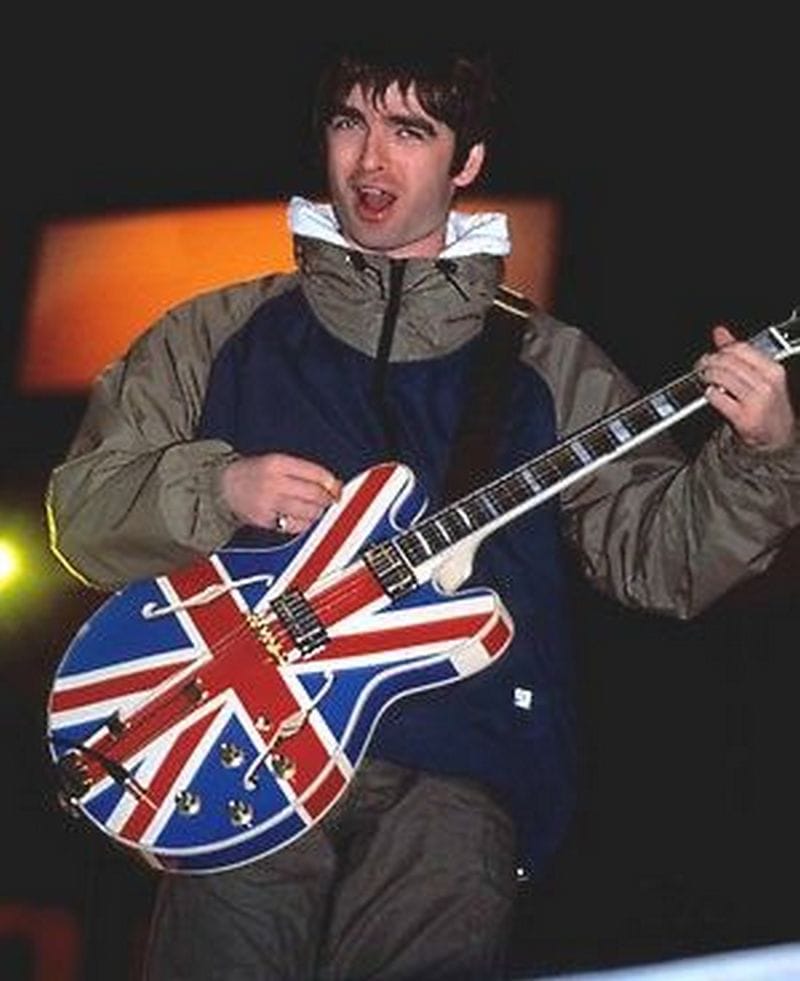 Noel Gallagher with Union Jack Epiphone