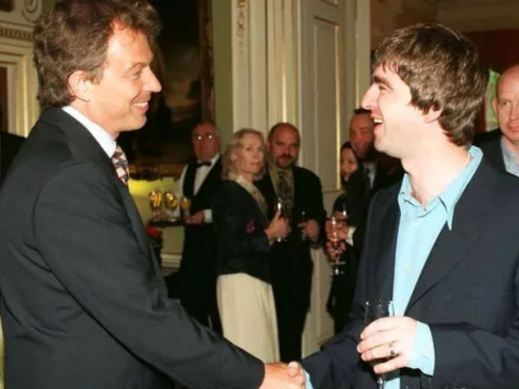 Tony Blair and Noel Gallagher at Downing Street